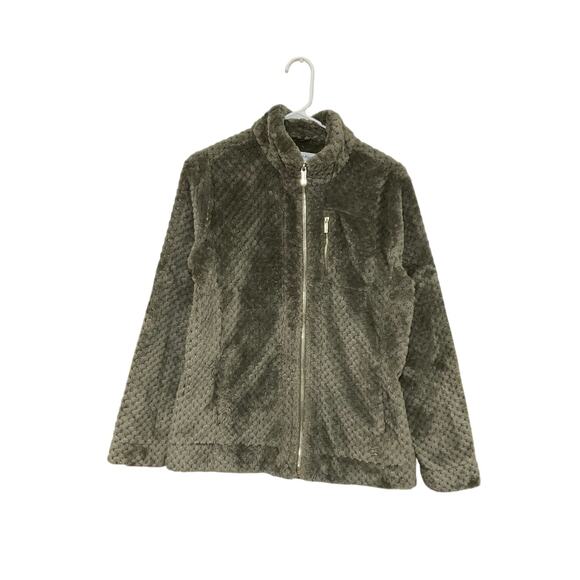 Calvin Klein Jackets & Blazers - Calvin Klein Green Fuzzy Fleece Full-Zip Jacket Size Medium Teddy Bear